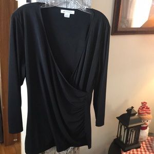 Liz Claiborne Large Tall Deep V 3/4 Sleeve Top